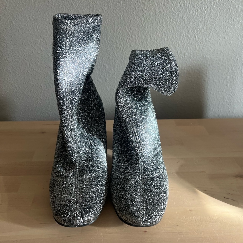 Topshop Women's Grey and Silver Boots Size 40